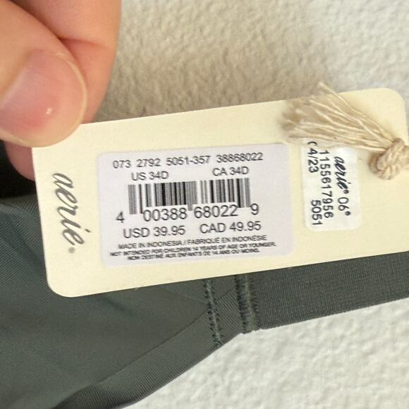 NWT AERIE SMOOTHEZ Bra Mesh Unlined Full Coverage in Green Adjustable Straps - Picture 9 of 9